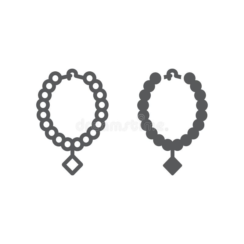 Línea del collar de la perla e icono del glyph, joyería y accesorio, collar con la muestra de la gema, gráficos de vector, un mod ilustración del vector Línea del collar de la perla e icono del glyph, joyería y accesorio, collar con la muestra de la gema, gráficos de vector, un mod ilustración del vector