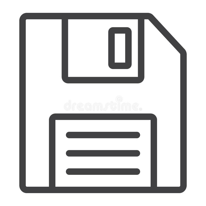 Línea del disco blando icono, web y móvil, disquete ilustración del vector Línea del disco blando icono, web y móvil, disquete ilustración del vector
