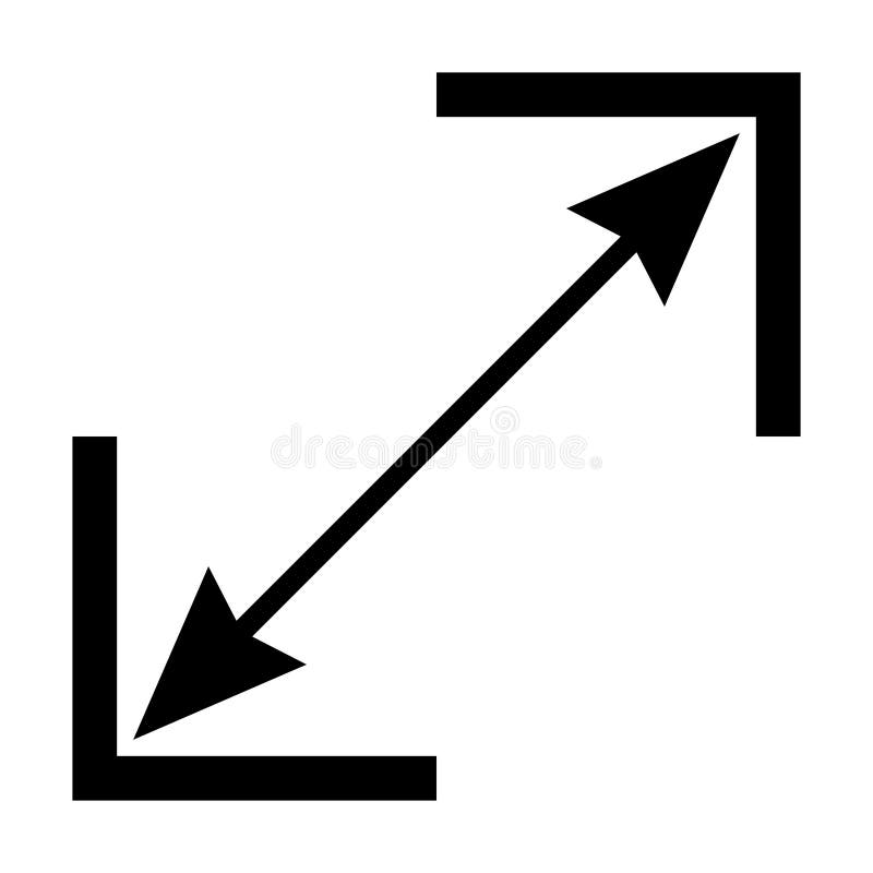 Línea diagonal de icono con flechas que apuntan al cuadrado de esquinas ilustración del vector
