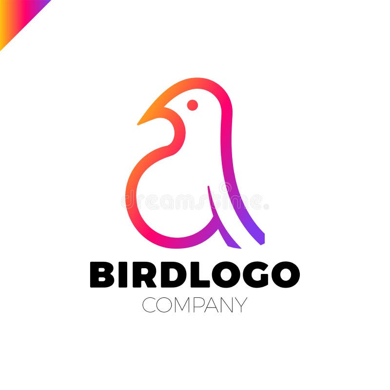 Línea estilo colorido de la plantilla del diseño del logotipo del pájaro del arte stock de ilustración Línea estilo colorido de la plantilla del diseño del logotipo del pájaro del arte stock de ilustración