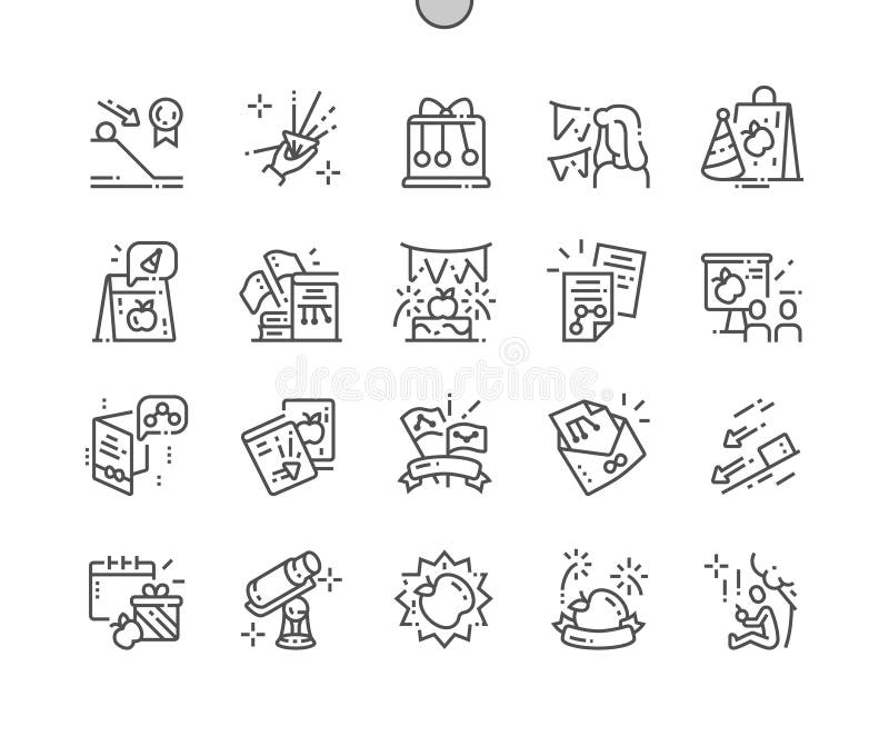 Línea fina Bien-hecha a mano día rejilla 2x de los iconos 30 del vector perfecto del pixel de Newton para los gráficos y los Apps stock de ilustración Línea fina Bien-hecha a mano día rejilla 2x de los iconos 30 del vector perfecto del pixel de Newton para los gráficos y los Apps stock de ilustración