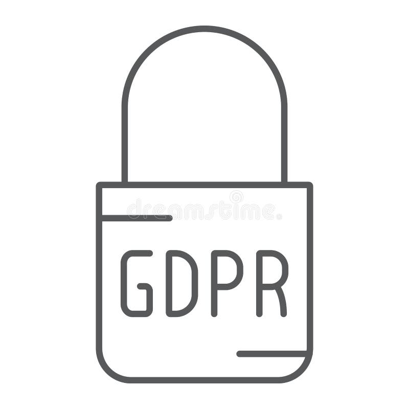 Línea fina icono, acceso y seguro de la cerradura de Gdpr, muestra del candado, gráficos de vector, un modelo linear en un fond stock de ilustración Línea fina icono, acceso y seguro de la cerradura de Gdpr, muestra del candado, gráficos de vector, un modelo linear en un fond stock de ilustración
