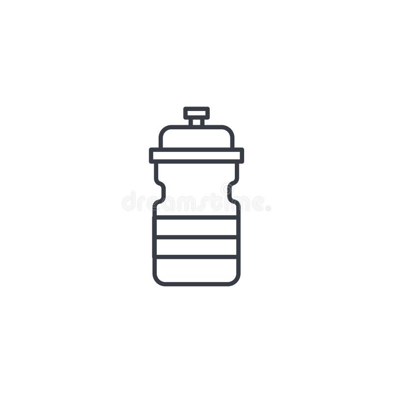 Línea fina icono de la botella de agua del deporte Símbolo linear del vector libre illustration Línea fina icono de la botella de agua del deporte Símbolo linear del vector libre illustration
