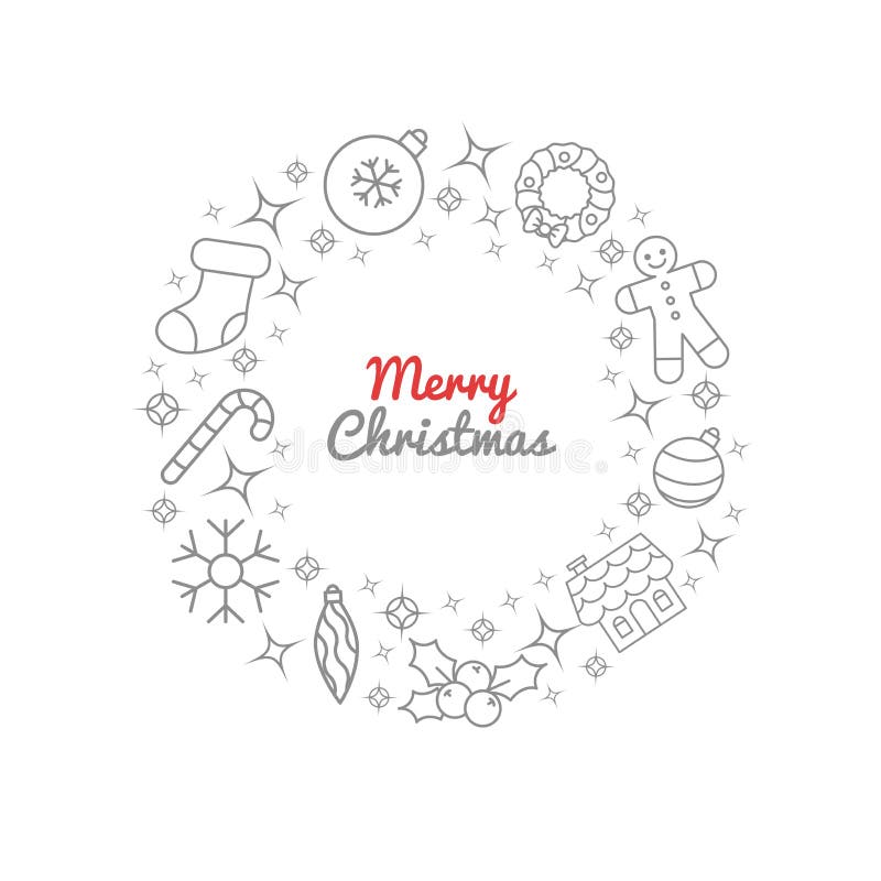 Línea fina iconos de la guirnalda de la Navidad Decoración del ornamento de la Navidad, palillo del caramelo, casa y hombres, cal ilustración del vector Línea fina iconos de la guirnalda de la Navidad Decoración del ornamento de la Navidad, palillo del caramelo, casa y hombres, cal ilustración del vector