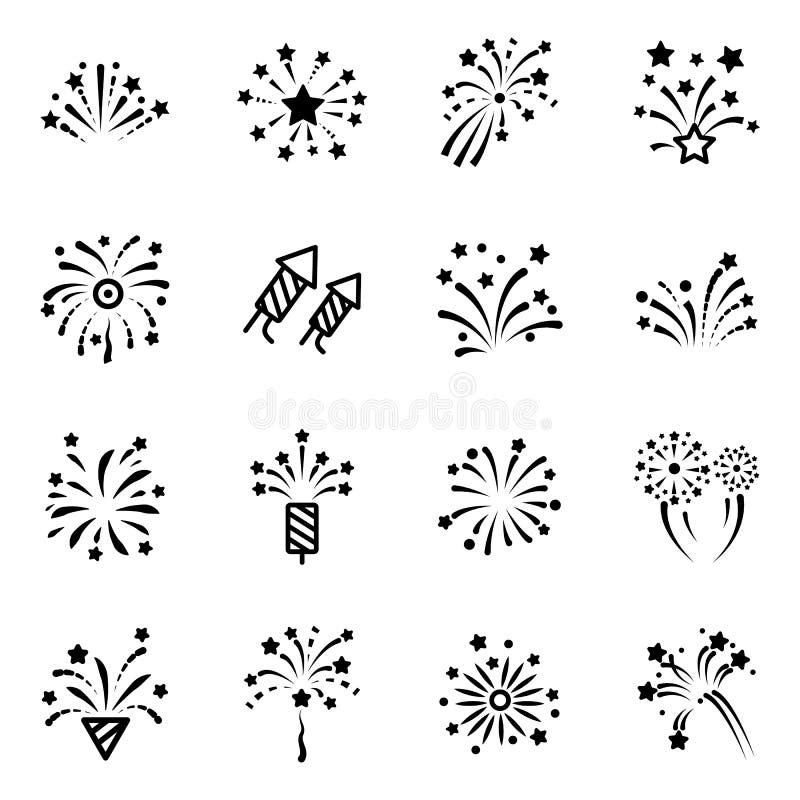 Línea icono del fuego artificial stock de ilustración