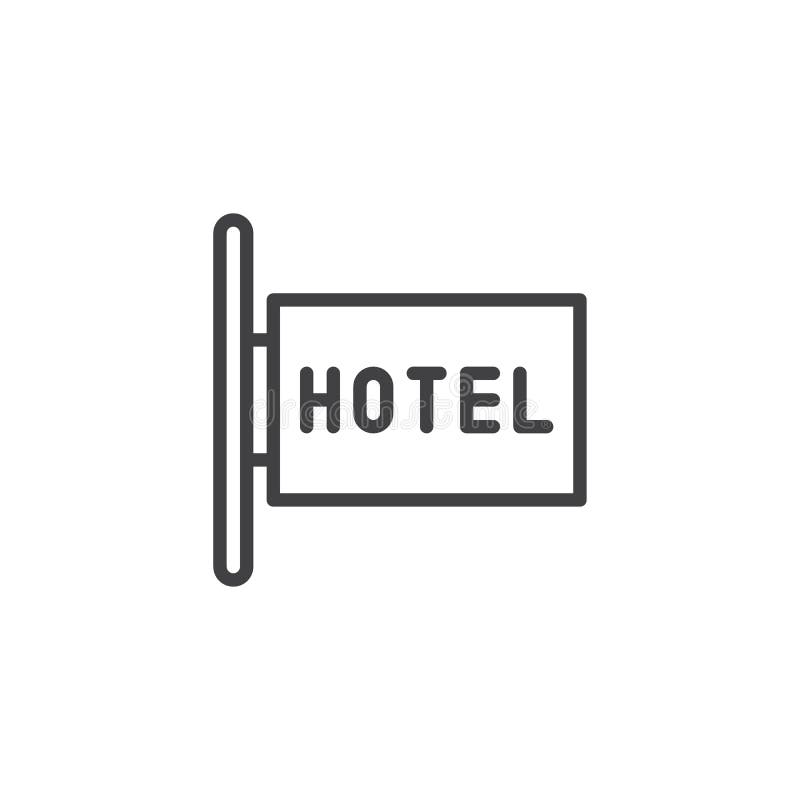 Línea icono del letrero del hotel stock de ilustración Línea icono del letrero del hotel stock de ilustración