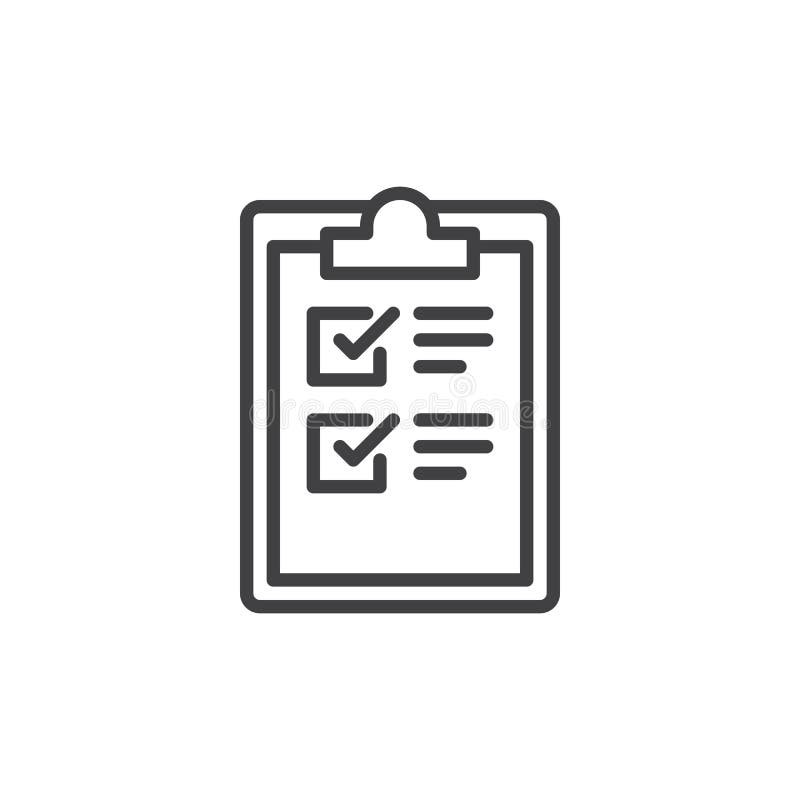 Clipboard checklist line icon, outline vector sign, linear style pictogram isolated on white. Symbol, logo illustration. Editable stroke. Pixel perfect. Clipboard checklist line icon, outline vector sign, linear style pictogram isolated on white. Symbol, logo illustration. Editable stroke. Pixel perfect