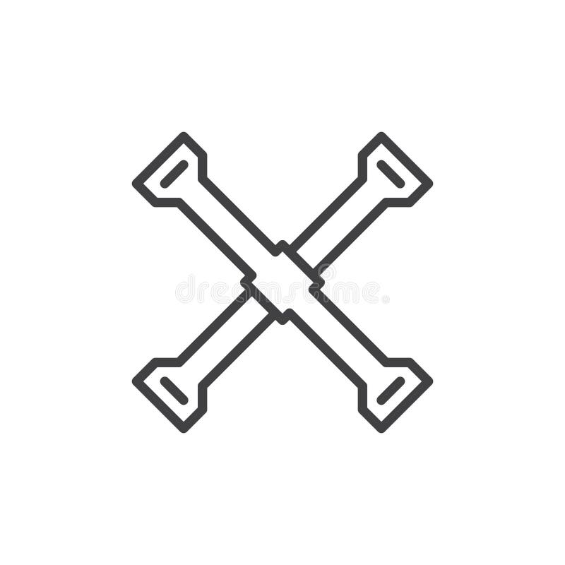 Línea icono, muestra del vector del esquema, pictograma linear del hierro de neumático del estilo aislado en blanco ilustración del vector Línea icono, muestra del vector del esquema, pictograma linear del hierro de neumático del estilo aislado en blanco ilustración del vector