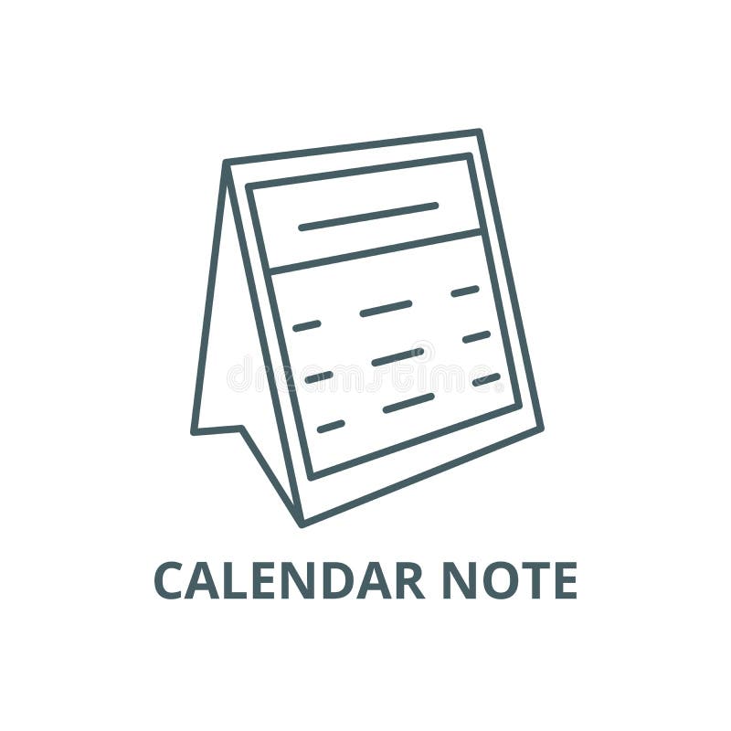 Línea icono, vector de la nota del calendario Muestra del esquema de la nota del calendario, símbolo del concepto, ejemplo plano libre illustration Línea icono, vector de la nota del calendario Muestra del esquema de la nota del calendario, símbolo del concepto, ejemplo plano libre illustration