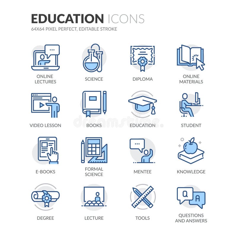 Línea iconos de la educación ilustración del vector Línea iconos de la educación ilustración del vector