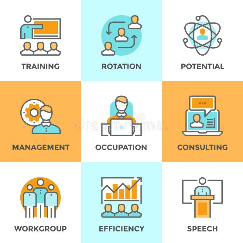 Línea iconos de la gestión corporativa fijados libre illustration Línea iconos de la gestión corporativa fijados libre illustration