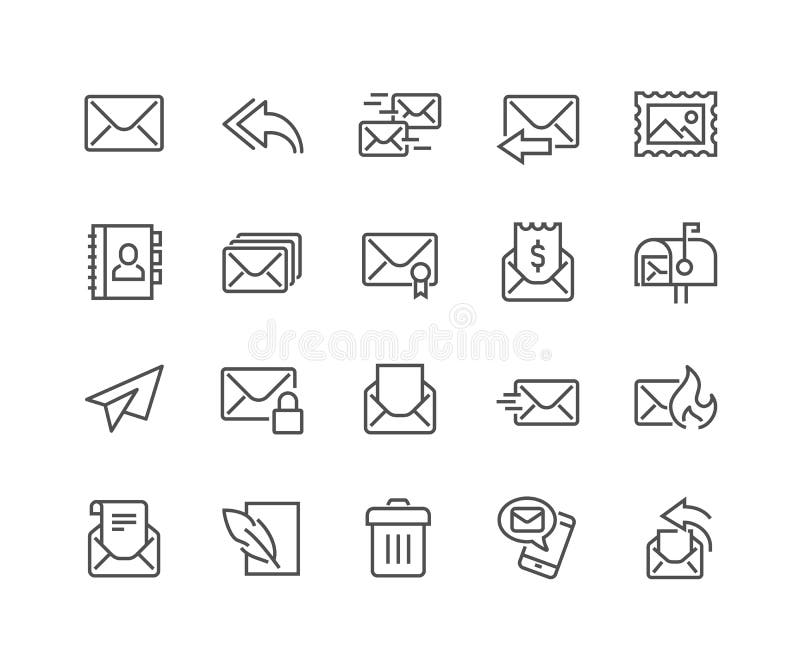 Línea iconos del correo
