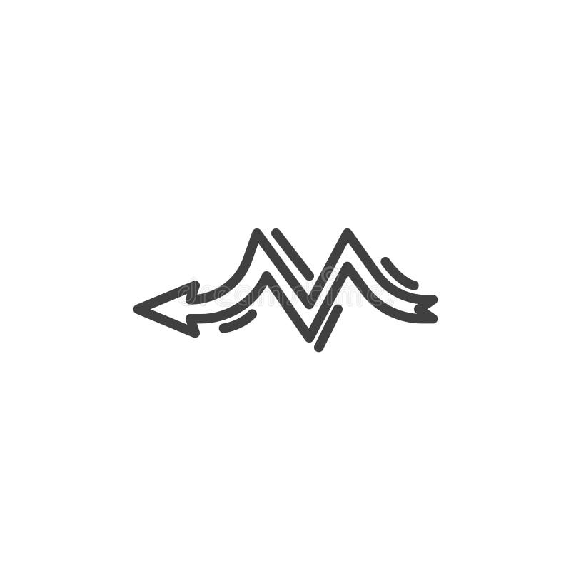Línea izquierda icono de la flecha de la curva ilustración del vector