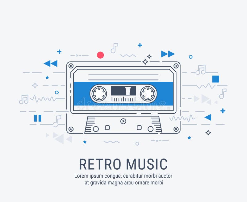 Línea moderna estilo del casete audio del arte libre illustration Línea moderna estilo del casete audio del arte libre illustration