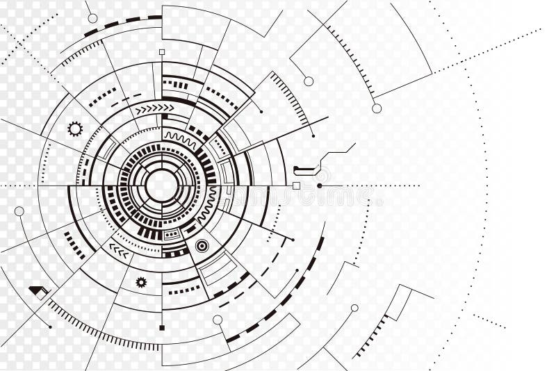 Línea negra fondo de la tecnología del extracto de la silueta ilustración del vector Línea negra fondo de la tecnología del extracto de la silueta ilustración del vector