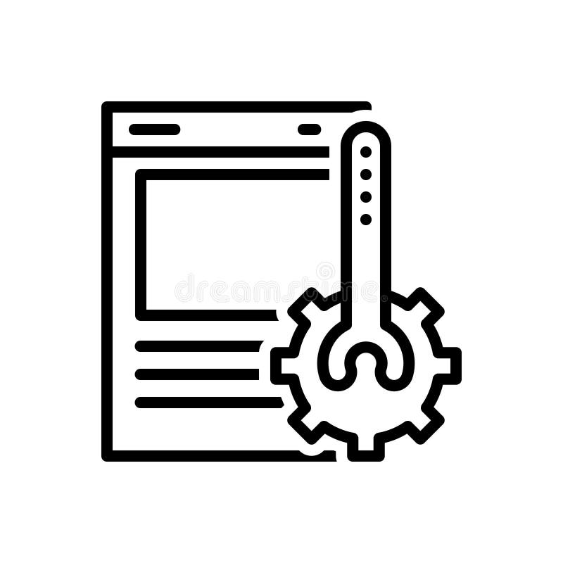 Línea negra icono para la página web, la optimización y el desarrollo libre illustration Línea negra icono para la página web, la optimización y el desarrollo libre illustration