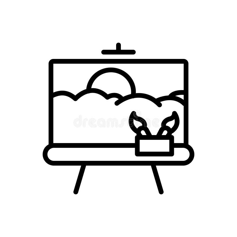 Línea negra icono para pintar, el arte y el dibujo libre illustration Línea negra icono para pintar, el arte y el dibujo libre illustration