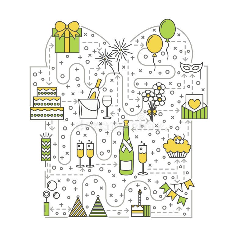 Línea plana ejemplo del vector del concepto de la celebración del arte libre illustration Línea plana ejemplo del vector del concepto de la celebración del arte libre illustration