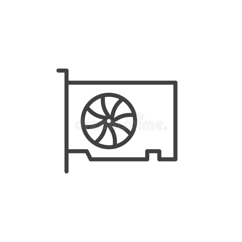 Línea video icono de la tarjeta del gpu stock de ilustración Línea video icono de la tarjeta del gpu stock de ilustración
