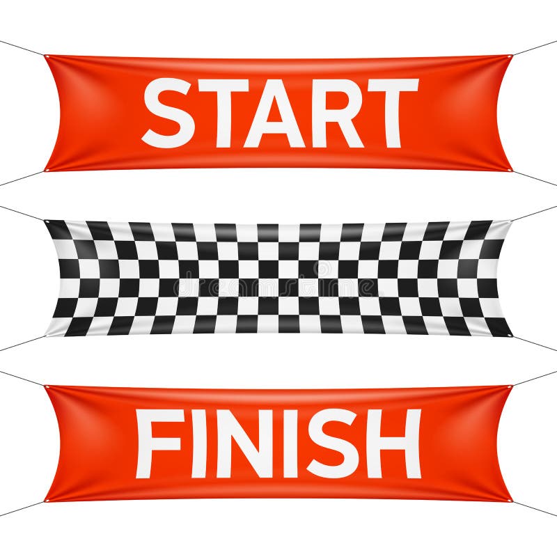 Starting and finishing lines, checkered banners. Starting and finishing lines, checkered banners