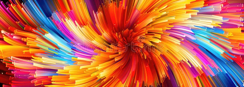 Líneas coloridas abstractas girando hacia el interior sobre fondo negro fotos de archivo