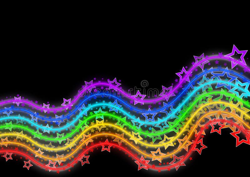 Líneas de neón de la estrella del disco del arco iris