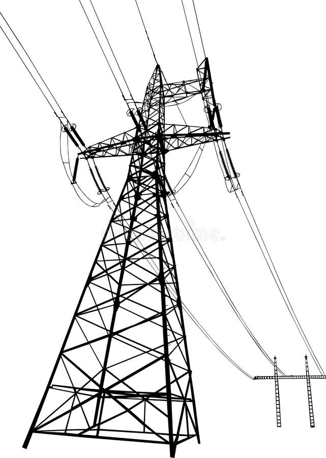 Líneas eléctricas y pilones eléctricos ilustración del vector Líneas eléctricas y pilones eléctricos ilustración del vector