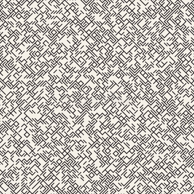 Líneas enredadas irregulares Diseño geométrico abstracto del fondo Modelo caótico blanco y negro inconsútil del vector