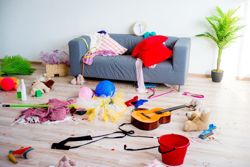 Disorder mess at home created by playing children. Disorder mess at home created by playing children