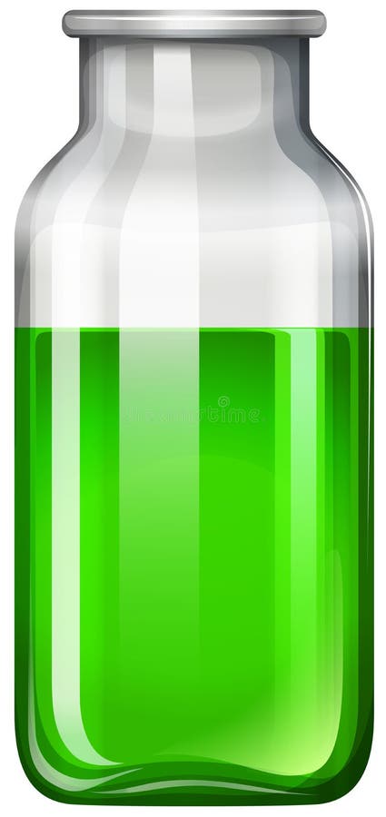 Líquido verde en la botella de cristal libre illustration Líquido verde en la botella de cristal libre illustration