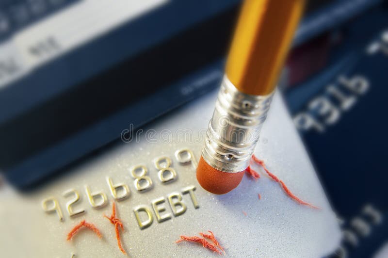Pencil erasing credit card debt. Pencil erasing credit card debt