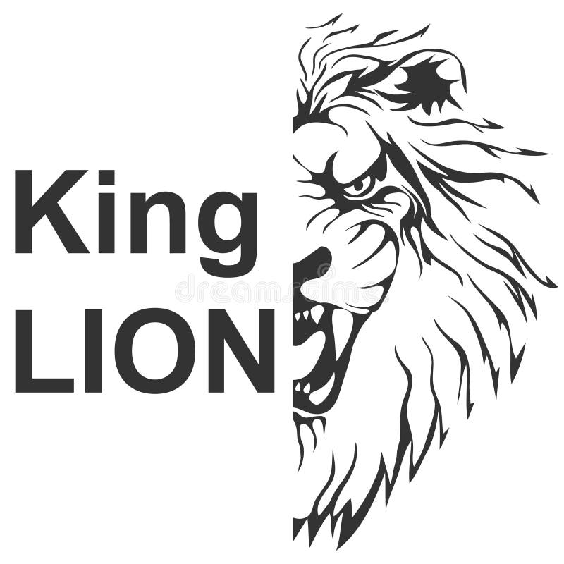 Löwekopf Löwehauptschattenbild, Klarheit in den schwarzen Geräuschen isoliert auf Weiß Löwekönigvektor Vektorillustration