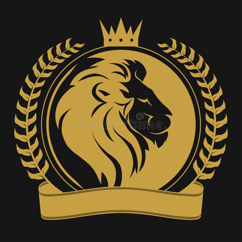 Löwekopf mit Kronenlogo vektor abbildung Löwekopf mit Kronenlogo vektor abbildung