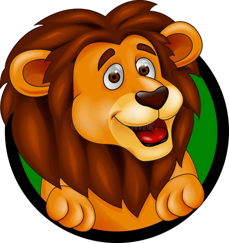 Illustration of funny lion head smiling. Illustration of funny lion head smiling