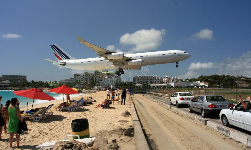 An international flight arrives at Princess Juliana International Airport in St. Maarten. An international flight arrives at Princess Juliana International Airport in St. Maarten.