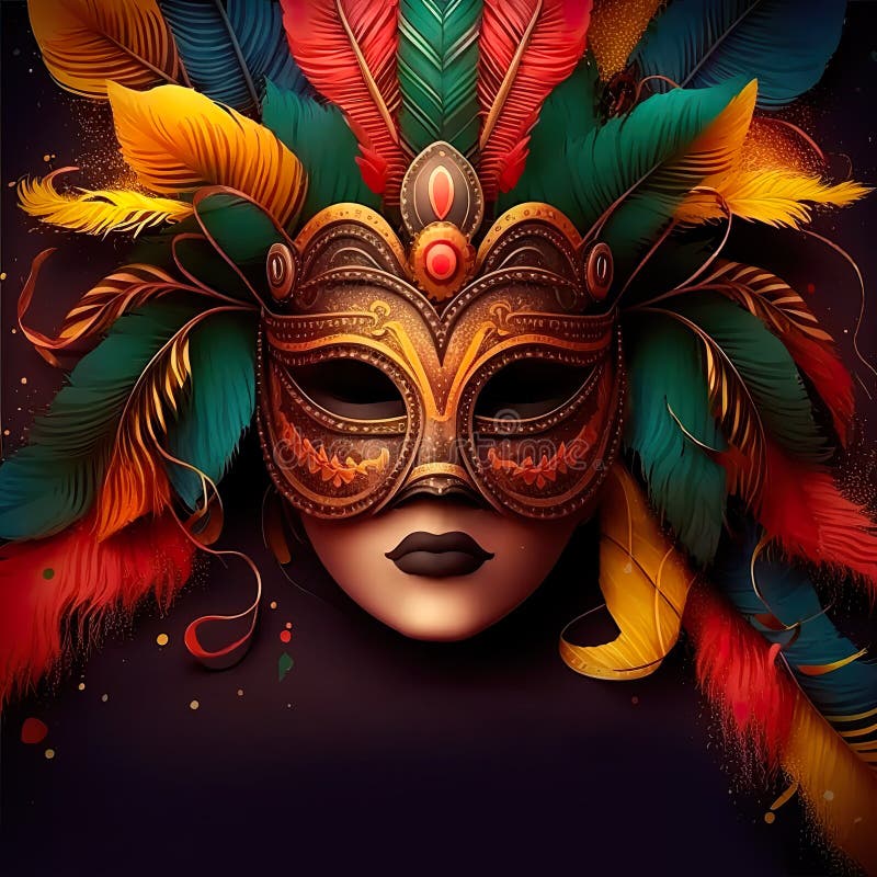 Máscara realista del carnaval brasileño generada por ia