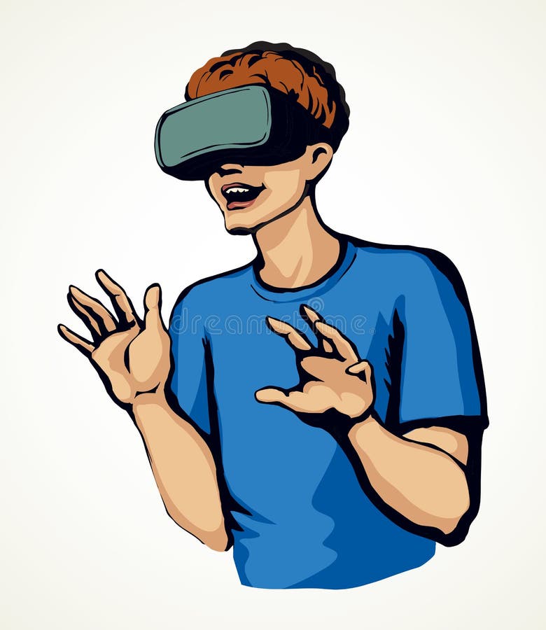 Máscara De Realidad Virtual. Dibujo Vectorial Ilustración del Vector -  Ilustración de juego, aumentado: 208207076