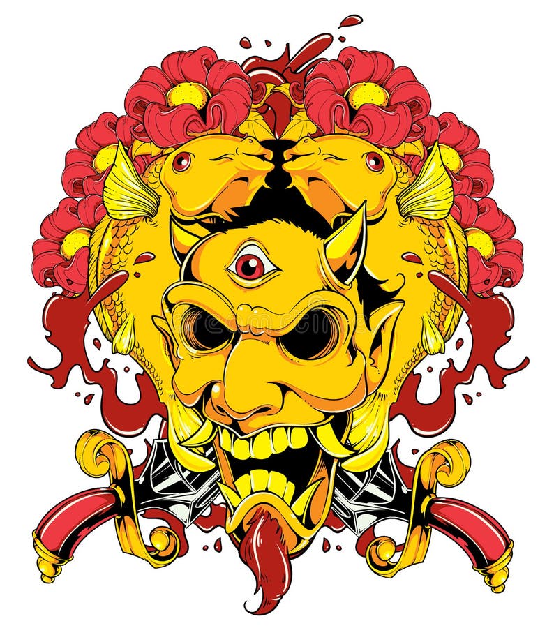 Tatuagem Do Guerreiro Do Samurai Ilustração Stock - Ilustração de desenho,  horror: 91431010