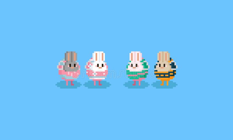 Vetores de Ovos De Jogo De Arcade De Pixel Art Páscoa Pixel 8 Bit Ovos  Pintado