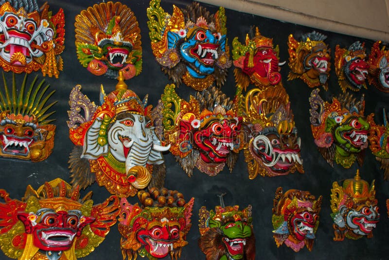 Máscaras Tradicionales, Bali, Indonesia Imagen de archivo - Imagen de laos,  mercado: 92237771