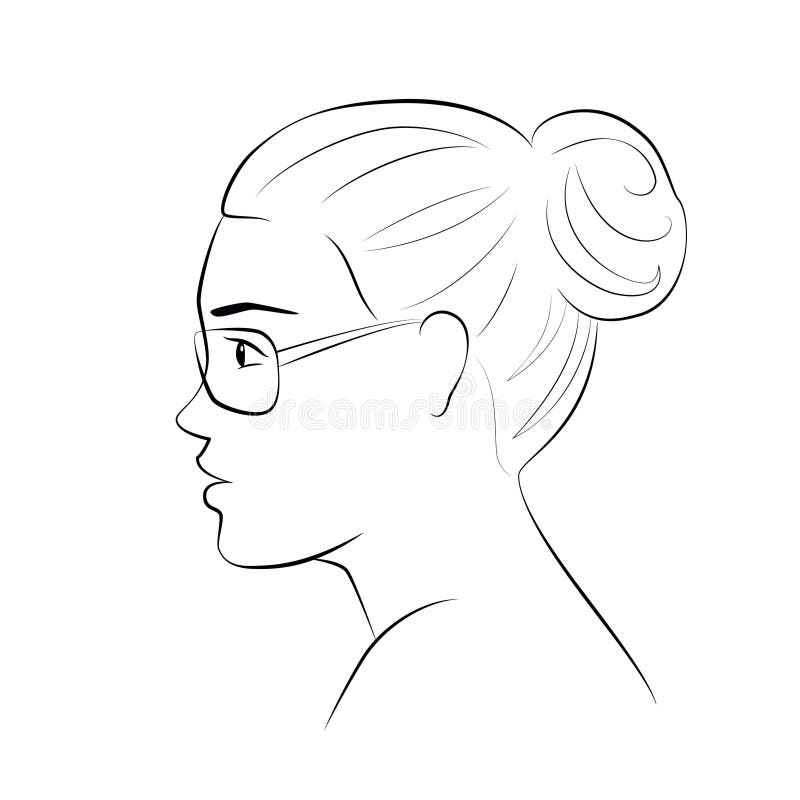 Madchen Mit Brille Schwarzer Umriss Auf Weissem Hintergrund Vektor Abbildung Illustration Von Kunst Auslegung 160102885