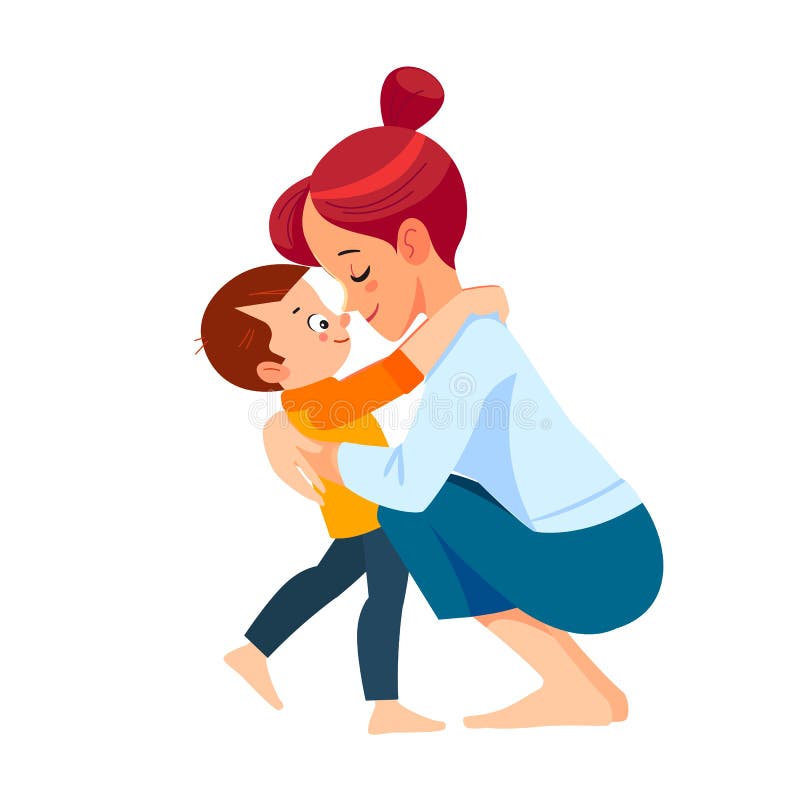 Mere Et Enfant Maman Embrasse Son Fils Avec Beaucoup D Amour Et De Tendresse Concept Vacances Journee Meres Dessin Illustration De Vecteur Illustration Du Amour Fond