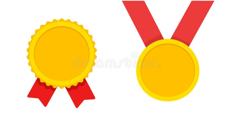 Médaille d'or accrochée au ruban vert . image libre de droit par