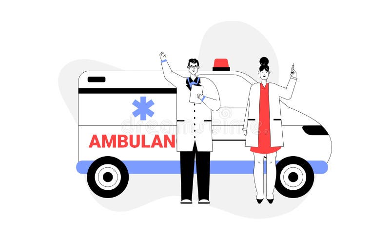 Desenhos Animados De Médico Com Carro De Ambulância Perto Do Hospital.  Profissão. Medicina. Livro De Colorir Para Crianças Royalty Free SVG,  Cliparts, Vetores, e Ilustrações Stock. Image 67804653