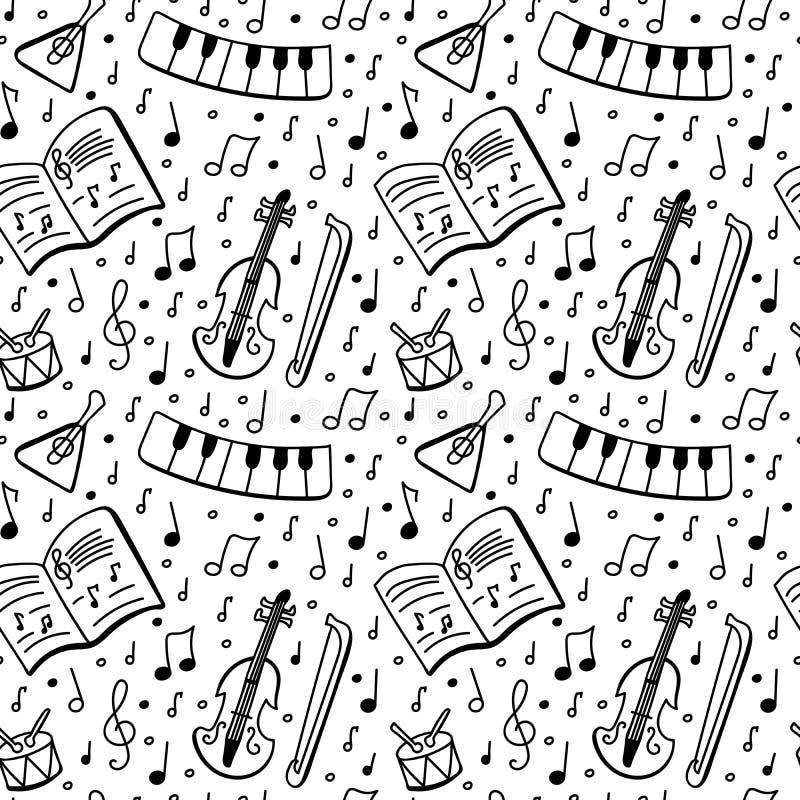 Música De Piano De Fondo. Instrumentos Musicales. Patrón Vectorial Sin  Fisuras En Estilo Doodle. Stock de ilustración - Ilustración de  instrumentos, garabato: 210332063