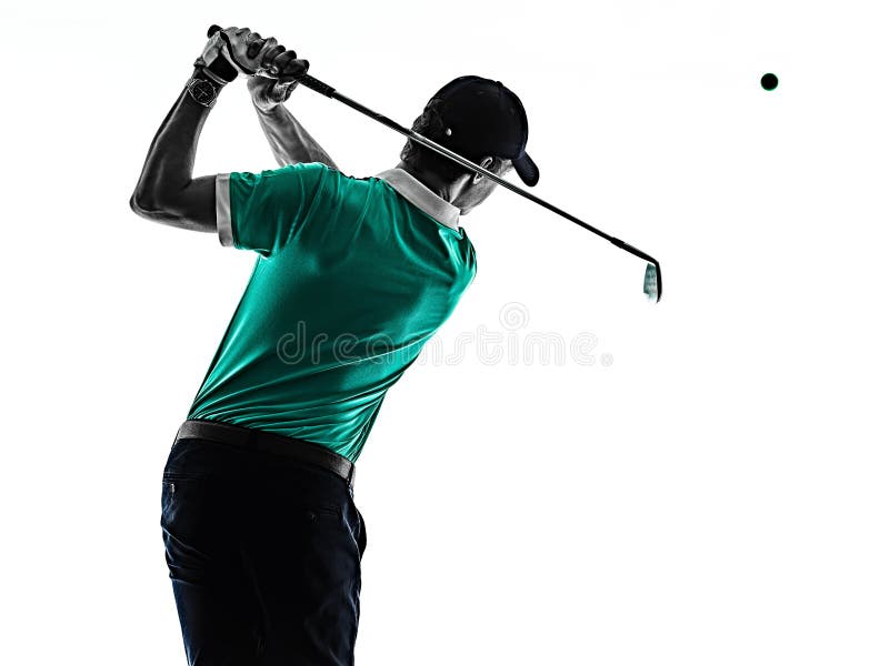 M??czyzny Golfowy golfista gra? w golfa odizolowywaj?cego cie? sylwetki bielu t?o fotografia royalty free M??czyzny Golfowy golfista gra? w golfa odizolowywaj?cego cie? sylwetki bielu t?o fotografia royalty free