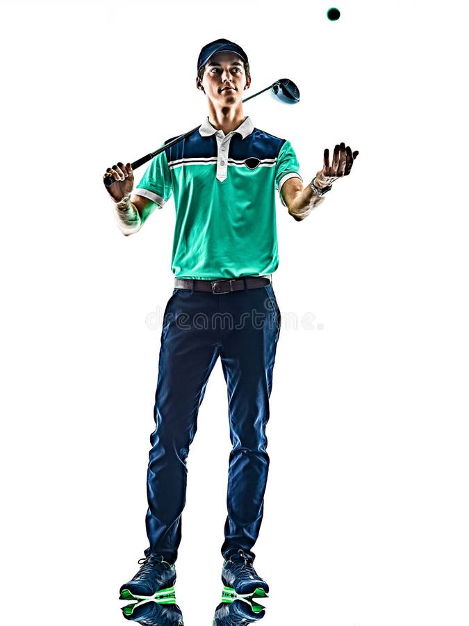 M??czyzny Golfowy golfista gra? w golfa odosobnionego bia?ego t?o zdjęcia stock M??czyzny Golfowy golfista gra? w golfa odosobnionego bia?ego t?o zdjęcia stock