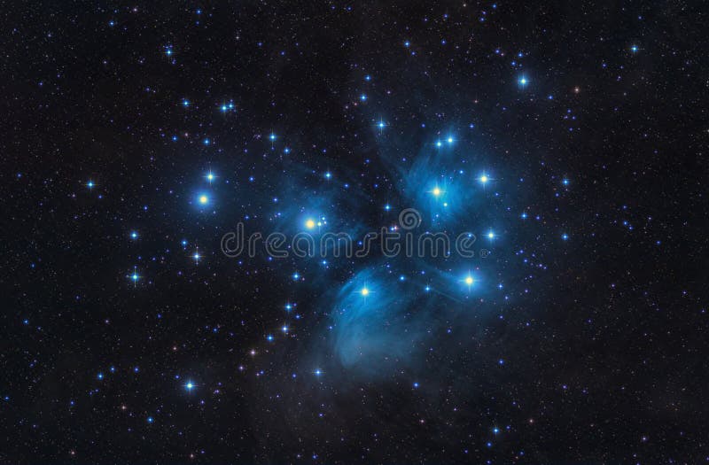 M45 il Pleiades sette sorelle aprono le stelle e lo spazio del mazzo fotografie stock M45 il Pleiades sette sorelle aprono le stelle e lo spazio del mazzo fotografie stock