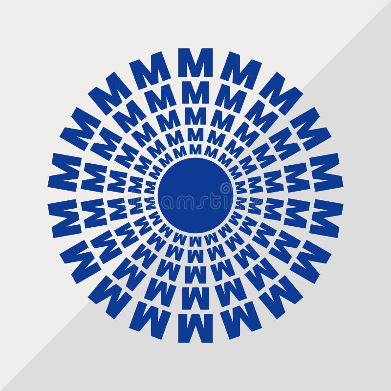 M letter patterns conceptual mandala vector illustration. M text textures mandala design. vector illustration