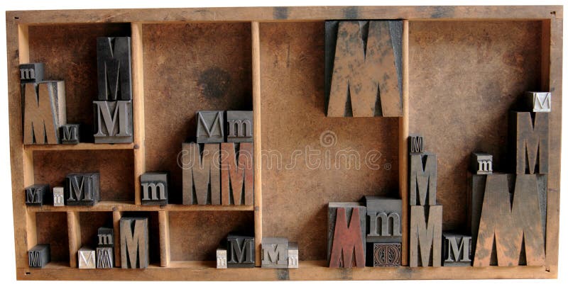 M letterpress mety drewna